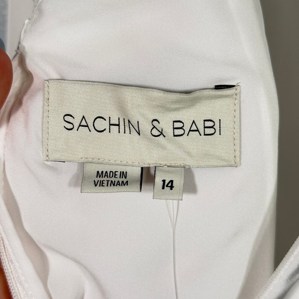 BHLDN Sachin & Babi Dylan White Satin Slip Midi Bridal Dress Lace Back Button 14 - Picture 8 of 9